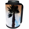 3dRose Jos Fauxtographee- Palm Tree in Warm Hues - Blue and tan light up the sky with a palm tree in front - Can Cooler Bottle Wrap (cc_284206)