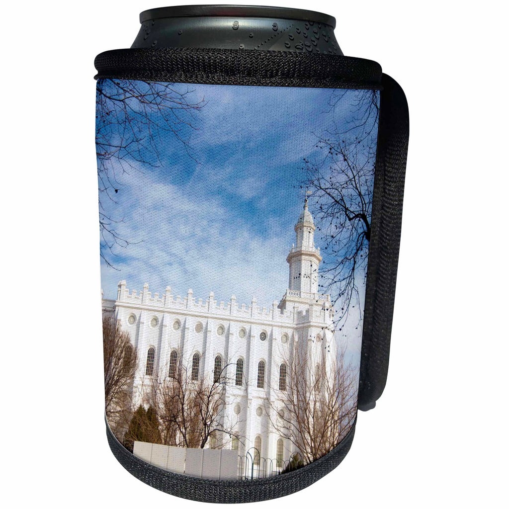 3dRose Jos Fauxtographee- Temple LDS St. George - A warm picture of the south side of the St. George Temple - Can Cooler Bottle Wrap (cc_284212)