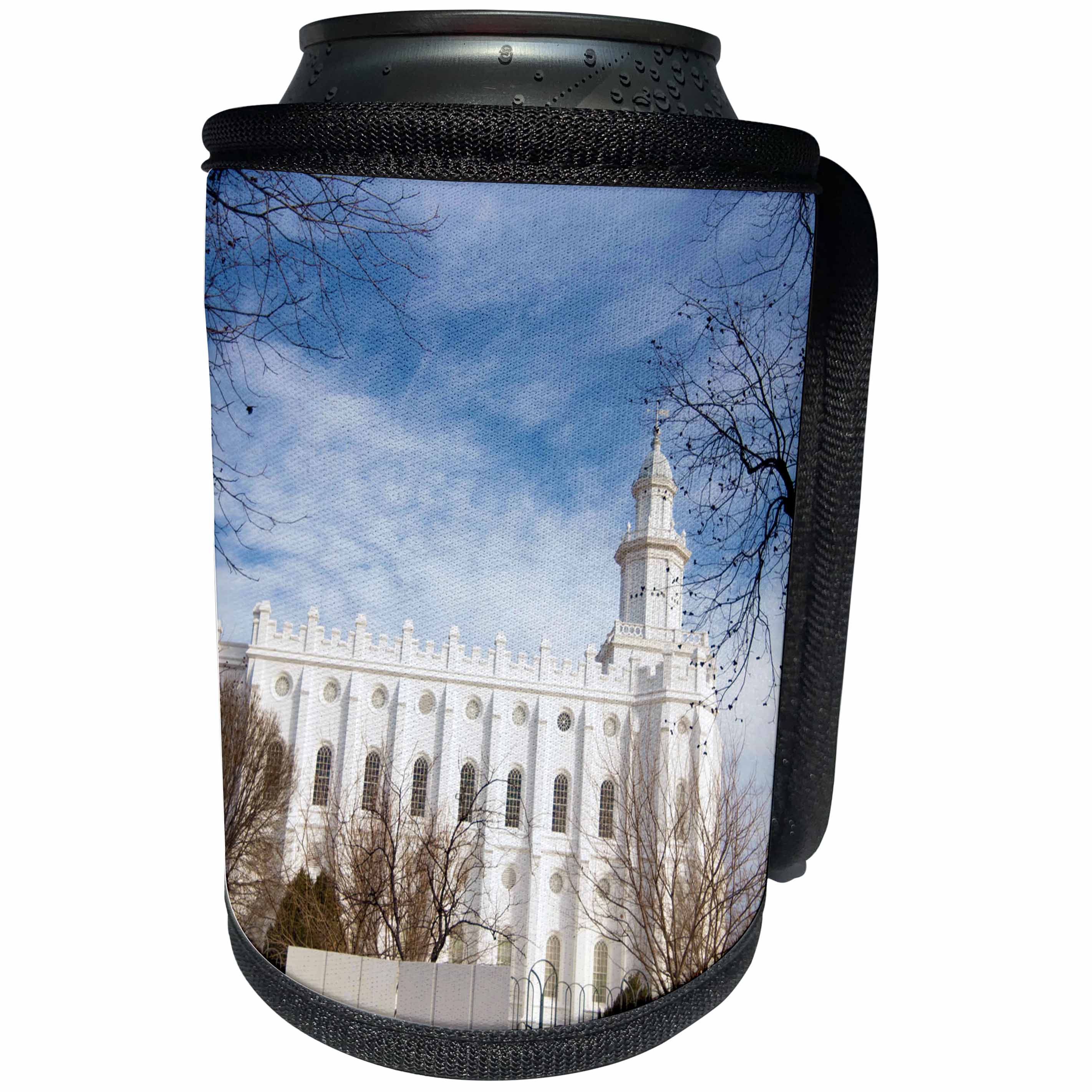 3dRose Jos Fauxtographee- Temple LDS St. George - A warm picture of the south side of the St. George Temple - Can Cooler Bottle Wrap (cc_284212)