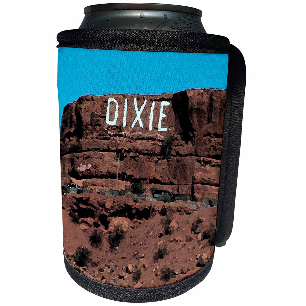 3dRose Jos Fauxtographee- Dixie Rock ST. George Utah - The Dixie Red Hill in Southern Utah that people climb on and down - Can Cooler Bottle Wrap (cc_284215)