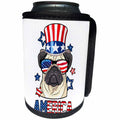3dRose Patriotic American Dogs - Pug With American Flag Sunglasses and Tophat Dog America - Can Cooler Bottle Wrap (cc_284221)