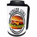 3dRose Carsten Reisinger - Illustrations - Burger Girl Cool Hamburger Cheeseburger Sandwich Barbecue BBQ Food - Can Cooler Bottle Wrap (cc_284233)