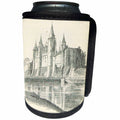 3dRose TDSwhite – Castle Sketches - Vintage Castle Sketch Fairy Tale Medieval Historical - Can Cooler Bottle Wrap (cc_284243)