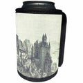 3dRose TDSwhite – Castle Sketches - Vintage Castle Village Historical Medieval Fairy Tale - Can Cooler Bottle Wrap (cc_284244)