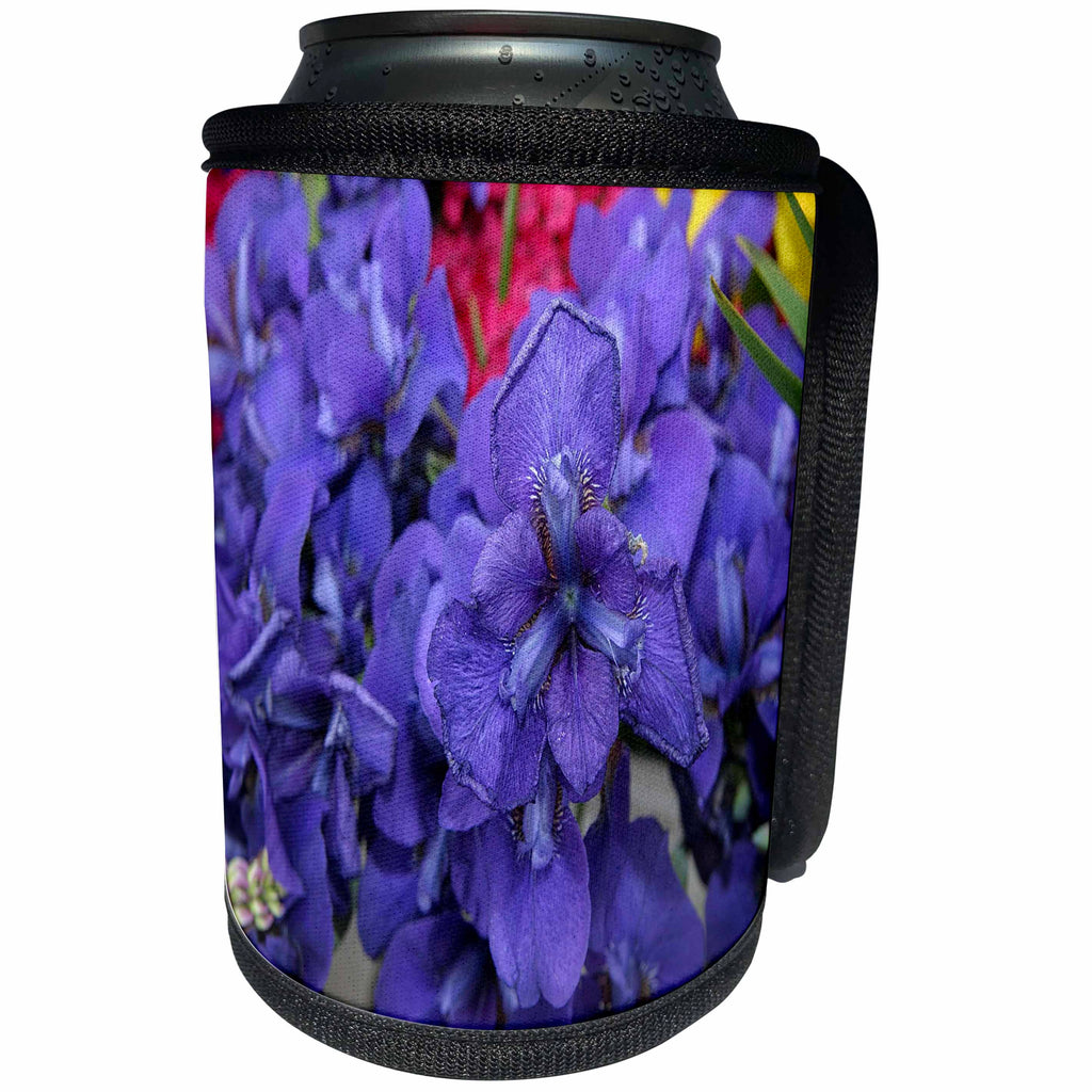 3dRose TDSwhite – Summer Seasonal Nature Photos - Flowers Pretty Purple Iris - Can Cooler Bottle Wrap (cc_284532)