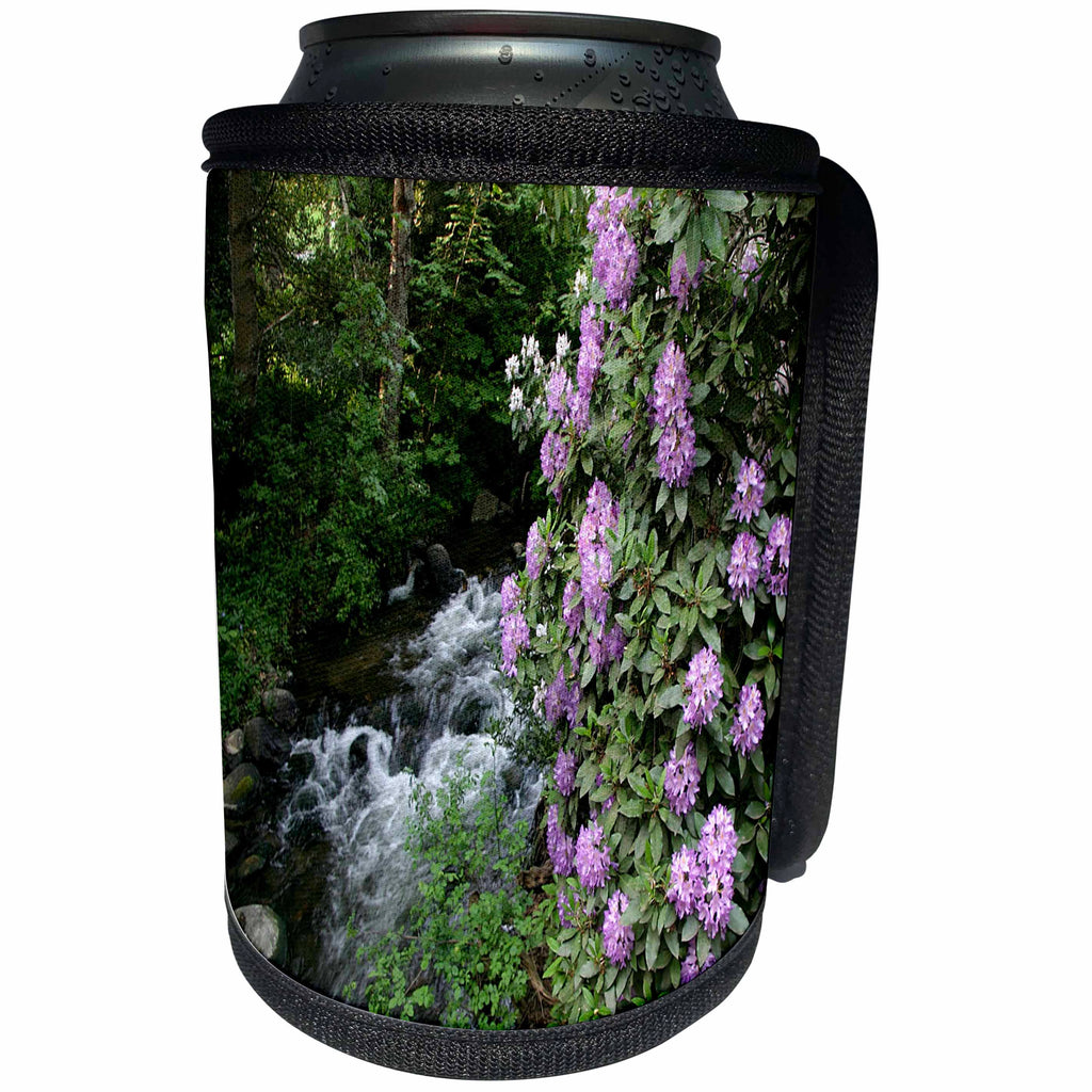 3dRose TDSwhite – Summer Seasonal Nature Photos - Flowers Pretty Purple Rhododendron - Can Cooler Bottle Wrap (cc_284533)