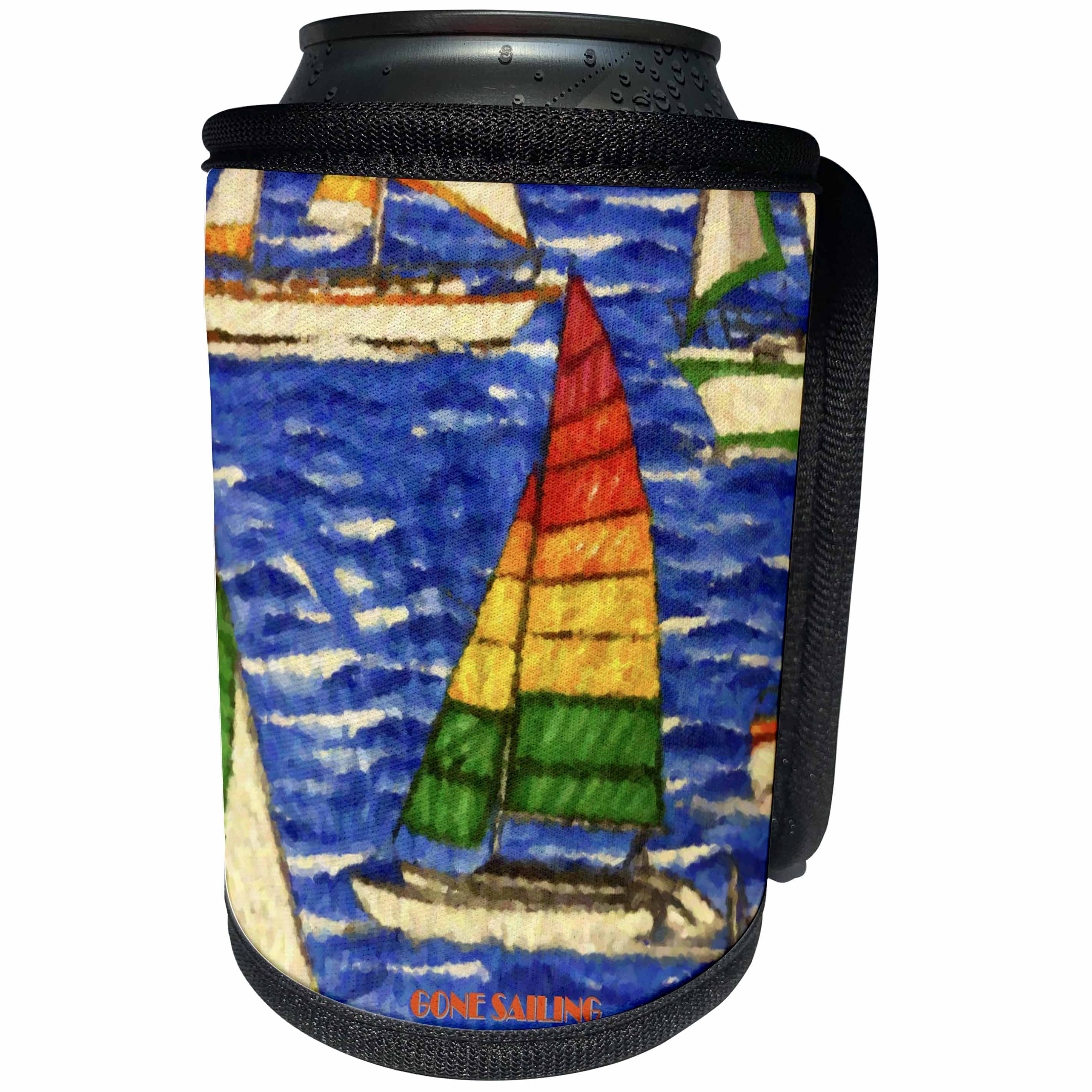 3dRose Florene Childrens Art - Gone Sailing - Can Cooler Bottle Wrap (cc_28456)