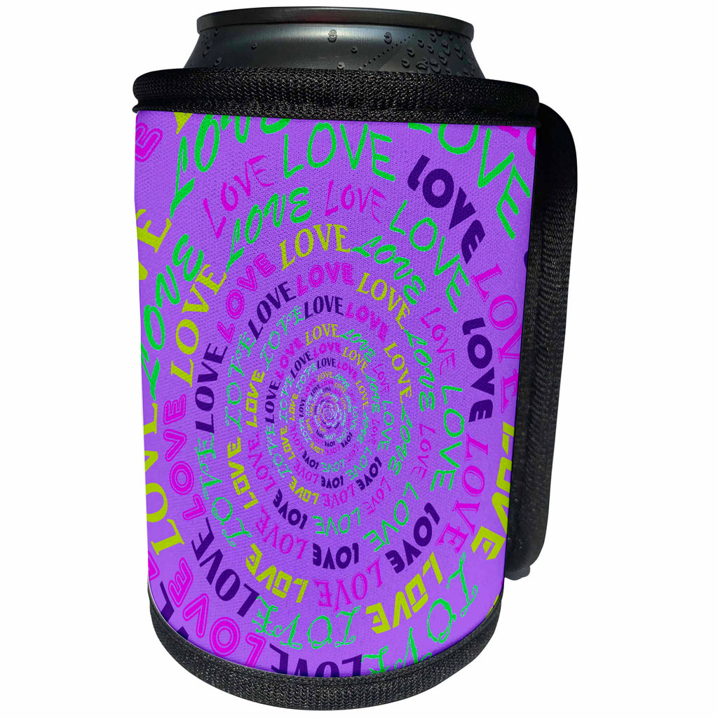 3dRose Janna Salak Designs Prints and Patterns - Never Ending Love Purple - Can Cooler Bottle Wrap (cc_28463)