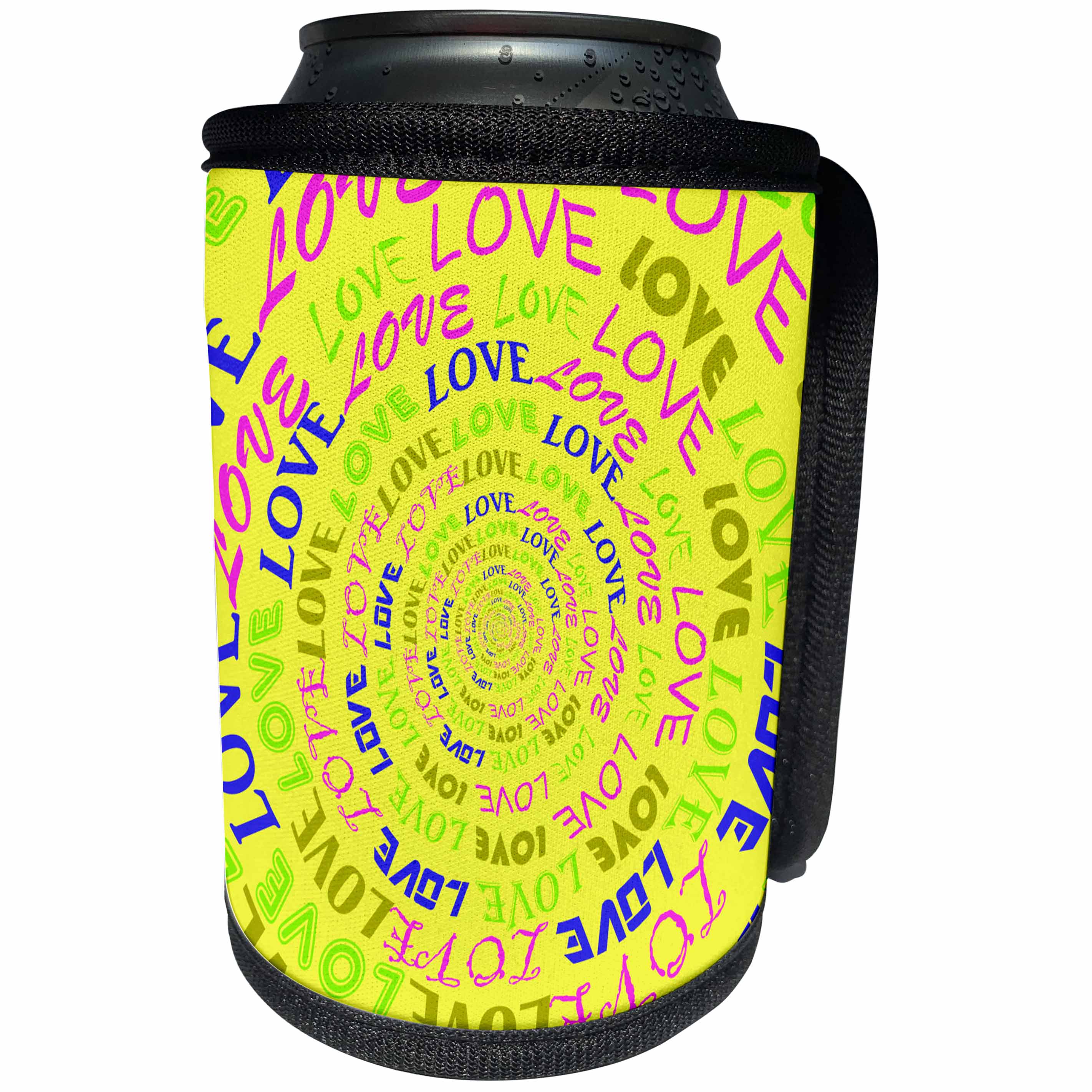 3dRose Janna Salak Designs Prints and Patterns - Never Ending Love Yellow - Can Cooler Bottle Wrap (cc_28465)