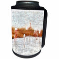 3dRose Taiche - Watercolor Painting - Flamingos - Seven Flamingos A Feeding Watercolor  - Can Cooler Bottle Wrap (cc_284652)