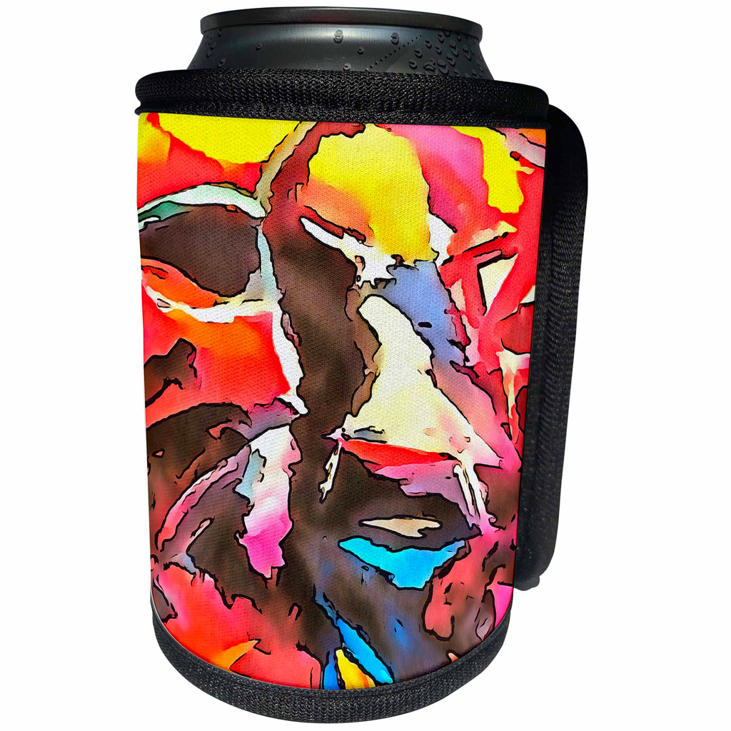 3dRose Taiche - Acrylic Painting - Cow - Awkward Cow - Can Cooler Bottle Wrap (cc_284665)