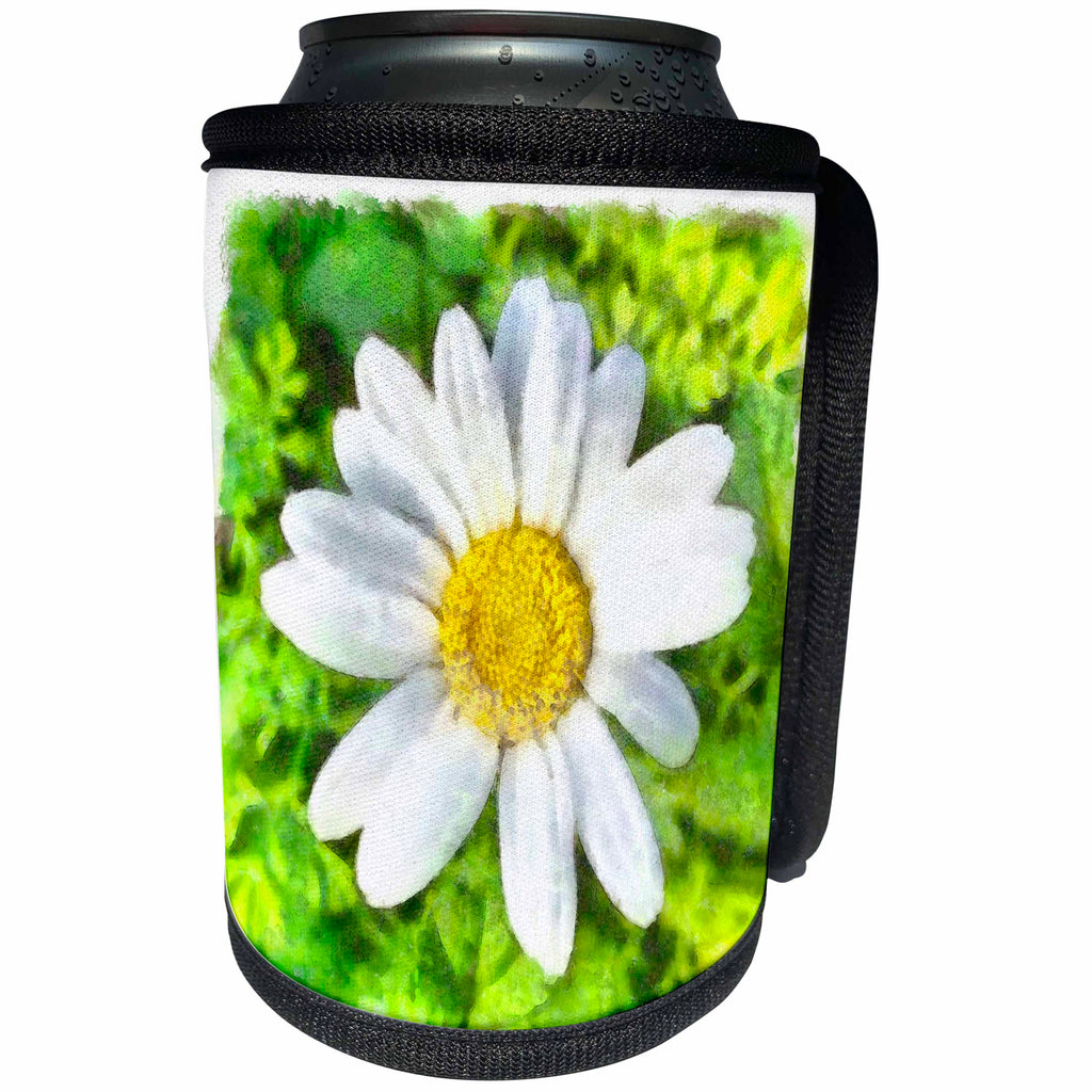 3dRose Taiche - Watercolor Painting - Daisy - Radiant White Daisy - Can Cooler Bottle Wrap (cc_284677)