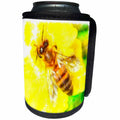 3dRose Taiche - Watercolor Painting - Honey Bee - The Pollen Collector Honeybee Watercolor - Can Cooler Bottle Wrap (cc_284682)