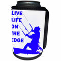 3dRose Taiche - Vector - Kitesurf Humor - Live Life On The Edge Neon Blue Kitebeach - Can Cooler Bottle Wrap (cc_284698)