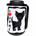 3dRose Janna Salak Designs Dogs - I Love Black Longhaired Chihuahua - Can Cooler Bottle Wrap (cc_28471)