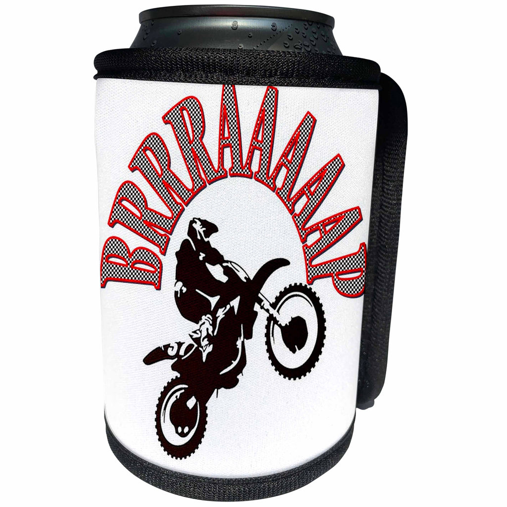 3dRose Taiche - Vector - Motocross - Red Brrraaaaap Checkered Flag Moto Language - Can Cooler Bottle Wrap (cc_284714)