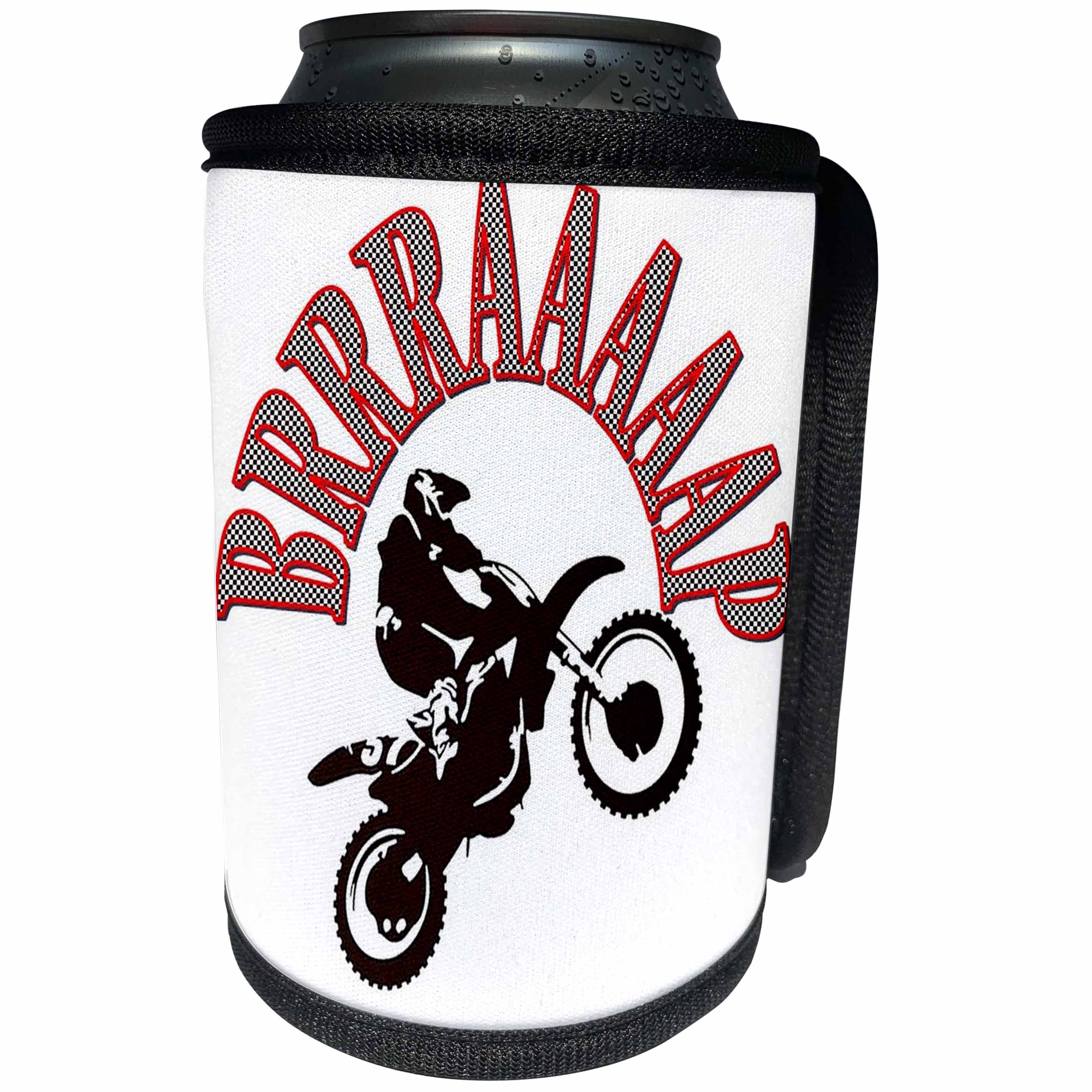 3dRose Taiche - Vector - Motocross - Red Brrraaaaap Checkered Flag Moto Language - Can Cooler Bottle Wrap (cc_284714)