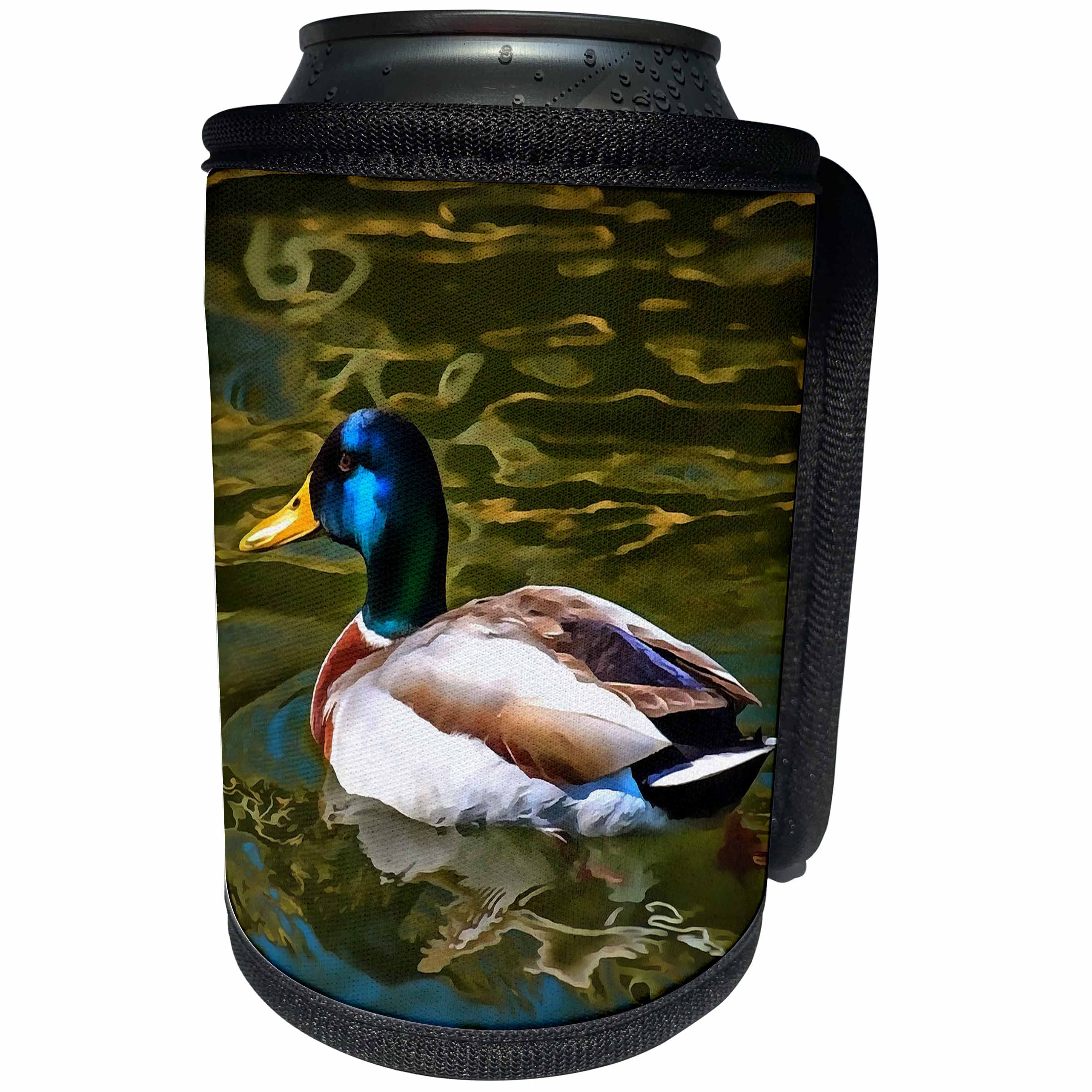 3dRose Taiche - Acrylic Painting - Mallard Duck - The Son Of A Duck Is A Floater - Can Cooler Bottle Wrap (cc_284716)