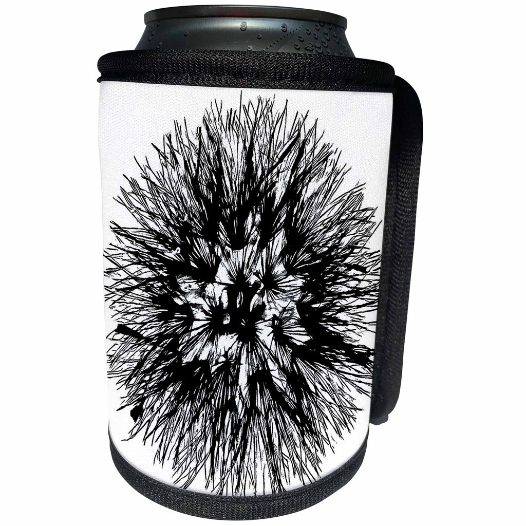 3dRose Taiche - Vector - Dandelion - Make A Wish Dandelion Vector In Black - Can Cooler Bottle Wrap (cc_284723)