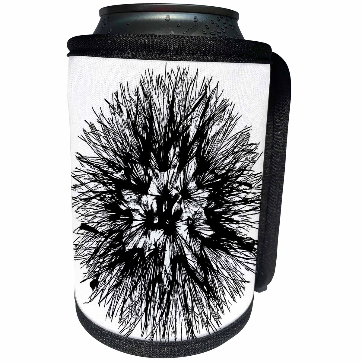 3dRose Taiche - Vector - Dandelion - Make A Wish Dandelion Vector In Black - Can Cooler Bottle Wrap (cc_284723)