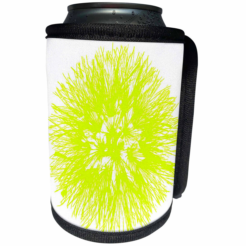3dRose Taiche - Vector - Dandelion - Make A Wish Dandelion Vector In Yellow - Can Cooler Bottle Wrap (cc_284724)