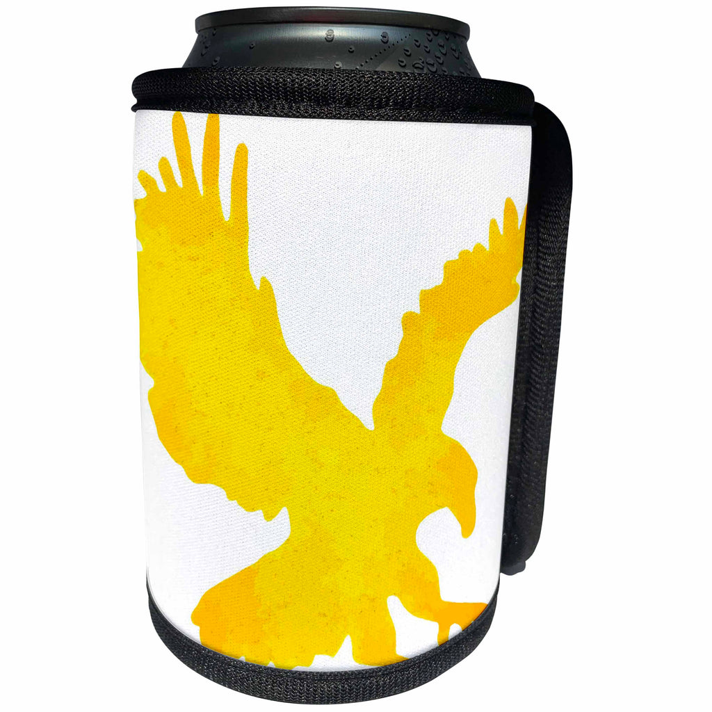 3dRose Taiche - Vector - Eagle - American Golden Bald Eagle Silhouette Emblem - Can Cooler Bottle Wrap (cc_284733)