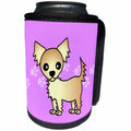 3dRose Janna Salak Designs Dogs - Cute Cream Tan Longhaired Chihuahua Purple with Pawprints - Can Cooler Bottle Wrap (cc_28478)