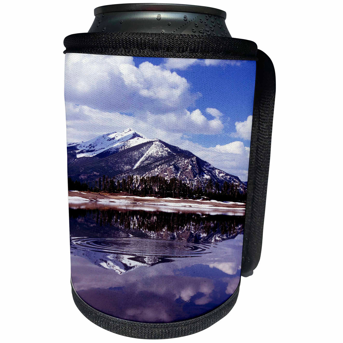 3dRose TDSwhite – Winter Seasonal Nature Photos - Rocky Mountains Colorado Snow River - Can Cooler Bottle Wrap (cc_284931)