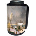 3dRose TDSwhite – Winter Seasonal Nature Photos - Vintage Winter Barnyard Scene - Can Cooler Bottle Wrap (cc_284937)