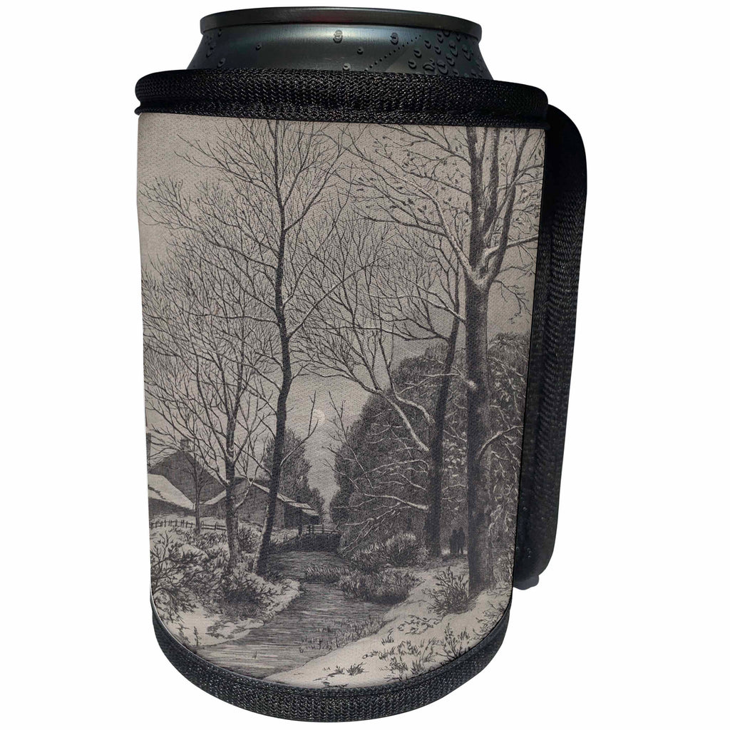 3dRose TDSwhite – Winter Seasonal Nature Photos - Vintage Winter Country Scene - Can Cooler Bottle Wrap (cc_284939)