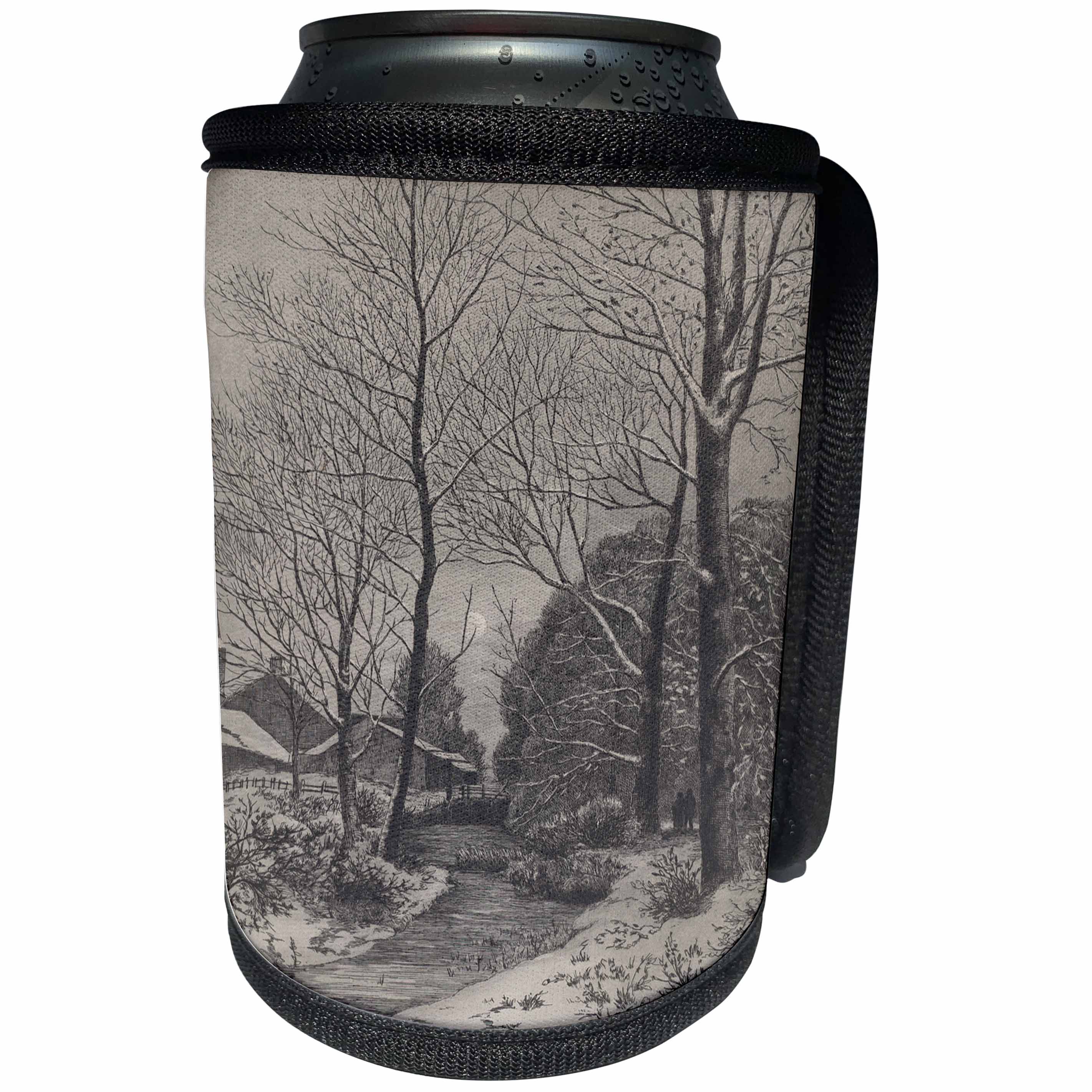 3dRose TDSwhite – Winter Seasonal Nature Photos - Vintage Winter Country Scene - Can Cooler Bottle Wrap (cc_284939)