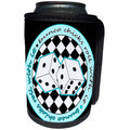 3dRose Janna Salak Designs Bunco - Bunco Chicks Roll With It Blue and Black - Can Cooler Bottle Wrap (cc_28496)