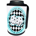 3dRose Janna Salak Designs Bunco - Bunco Chicks Roll With It Blue and White - Can Cooler Bottle Wrap (cc_28500)