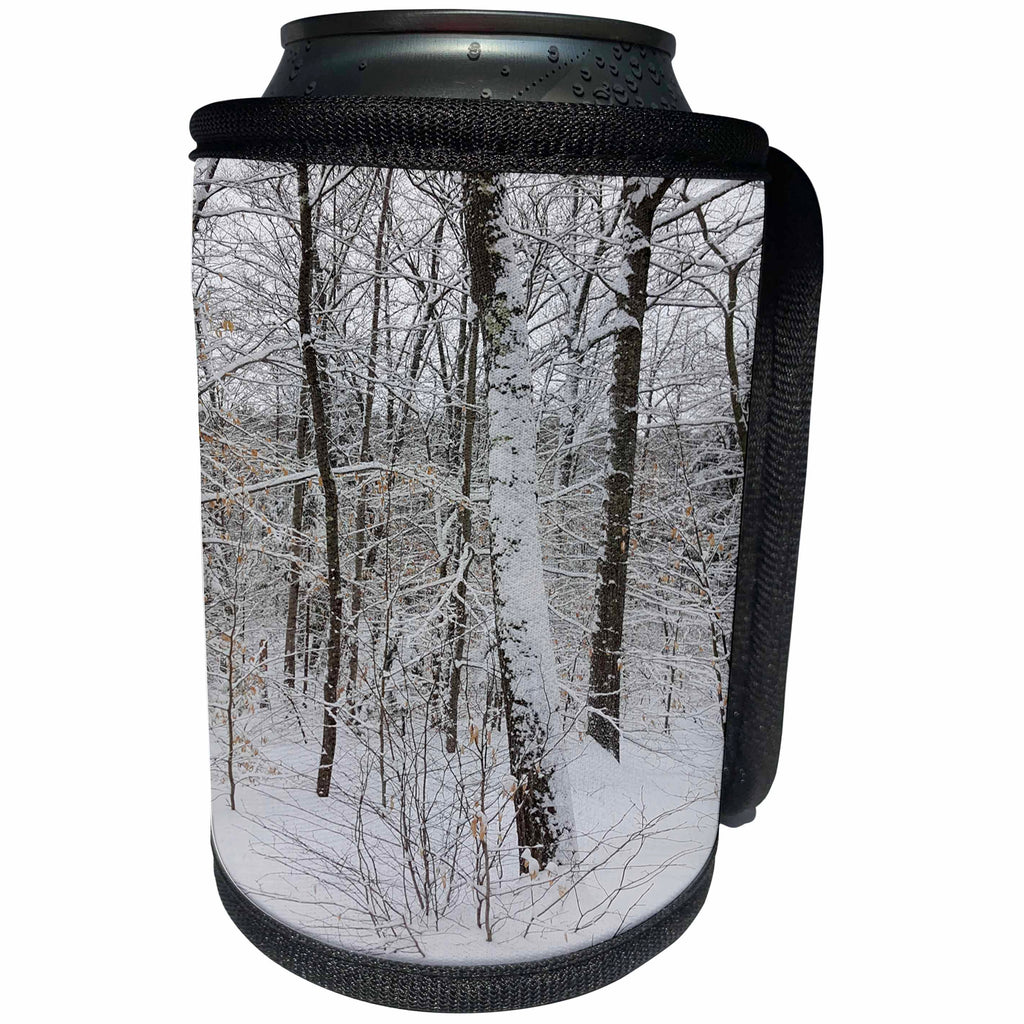3dRose TDSwhite – Winter Seasonal Nature Photos - Winter Weather Snowy Trees - Can Cooler Bottle Wrap (cc_285052)