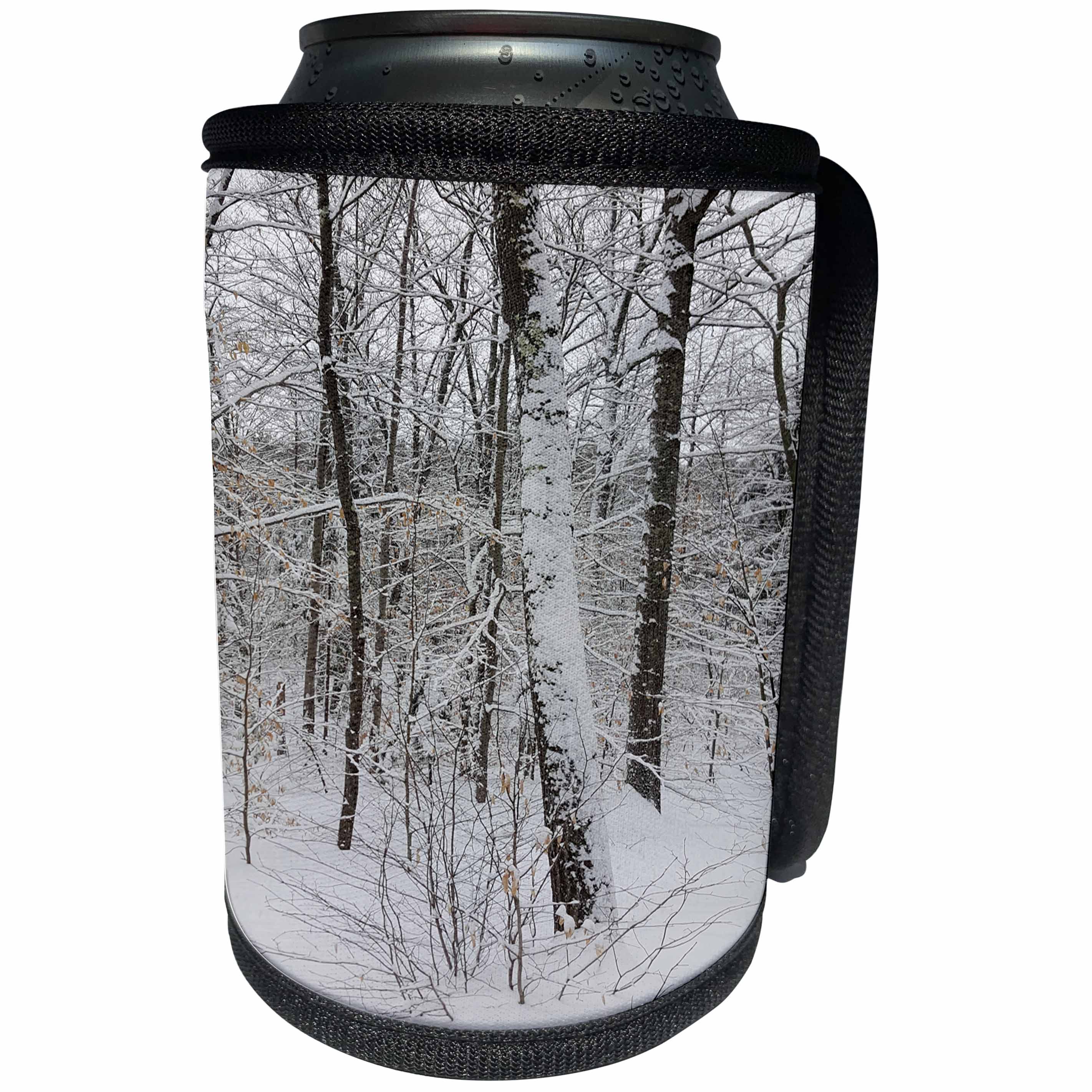 3dRose TDSwhite – Winter Seasonal Nature Photos - Winter Weather Snowy Trees - Can Cooler Bottle Wrap (cc_285052)