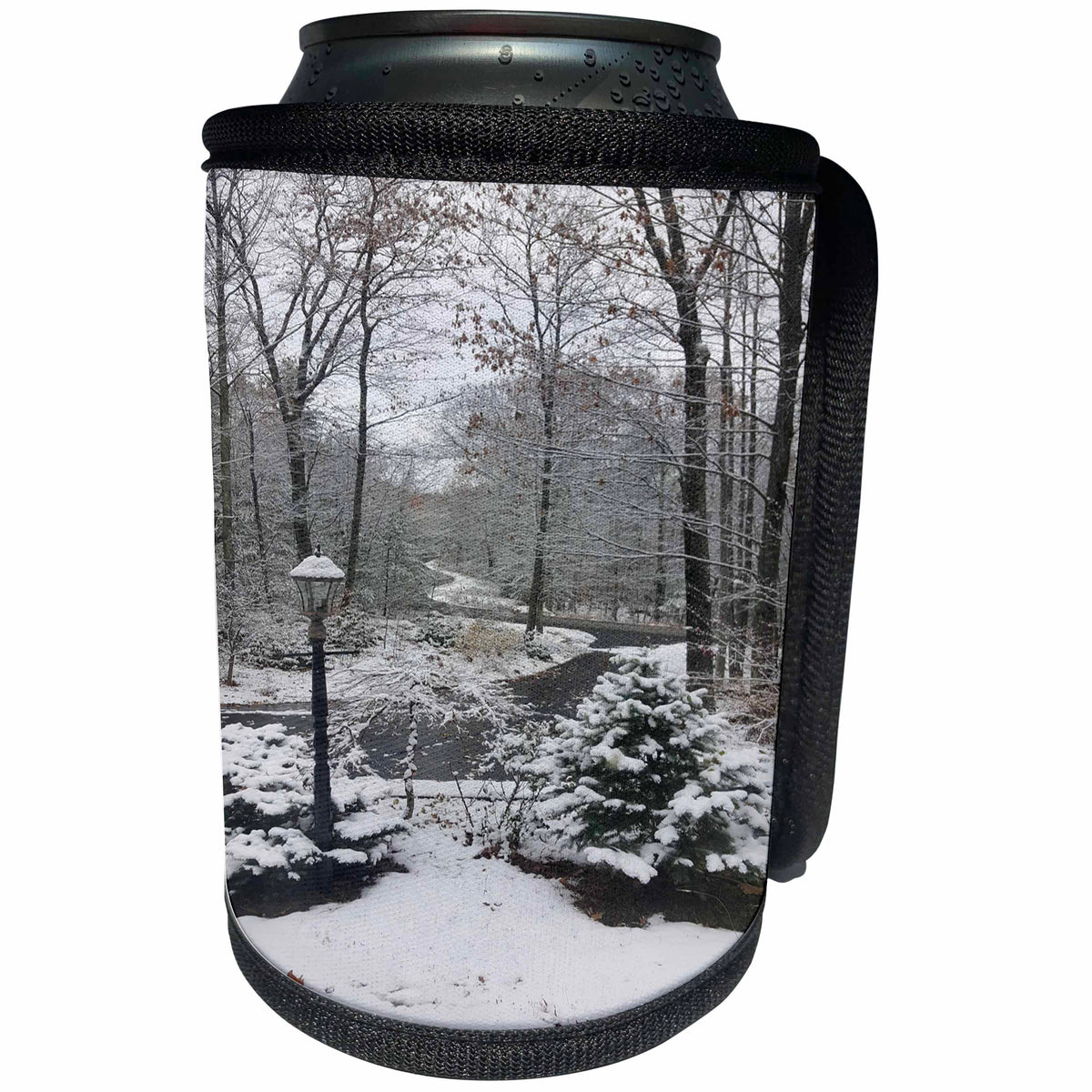 3dRose TDSwhite – Winter Seasonal Nature Photos - Winter Scene Snow Covered Trees Bushes - Can Cooler Bottle Wrap (cc_285056)