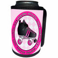 3dRose Janna Salak Designs Roller Derby - Derby Chicks Roll With It Pink with Black Roller Skate - Can Cooler Bottle Wrap (cc_28506)
