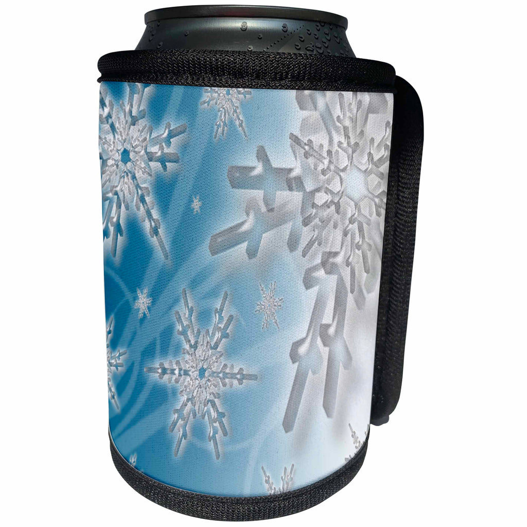 3dRose TDSwhite – Winter Seasonal Nature Photos - Winter Snowflakes - Can Cooler Bottle Wrap (cc_285061)
