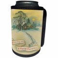 3dRose TDSwhite – Christmas Holidays Xmas - Vintage Christmas Wishes Country Scene Winter Day - Can Cooler Bottle Wrap (cc_285082)