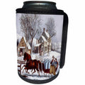 3dRose TDSwhite – Christmas Holidays Xmas - Vintage Currier and Ives Horse Drawn Sleigh Winter - Can Cooler Bottle Wrap (cc_285083)