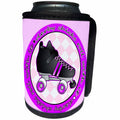 3dRose Janna Salak Designs Roller Derby - Derby Chicks Roll With It Purple with Black Roller Skate - Can Cooler Bottle Wrap (cc_28509)