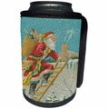 3dRose TDSwhite – Christmas Holidays Xmas - Vintage Santa Claus Delivers Toys Chimney Christmas Eve - Can Cooler Bottle Wrap (cc_285094)