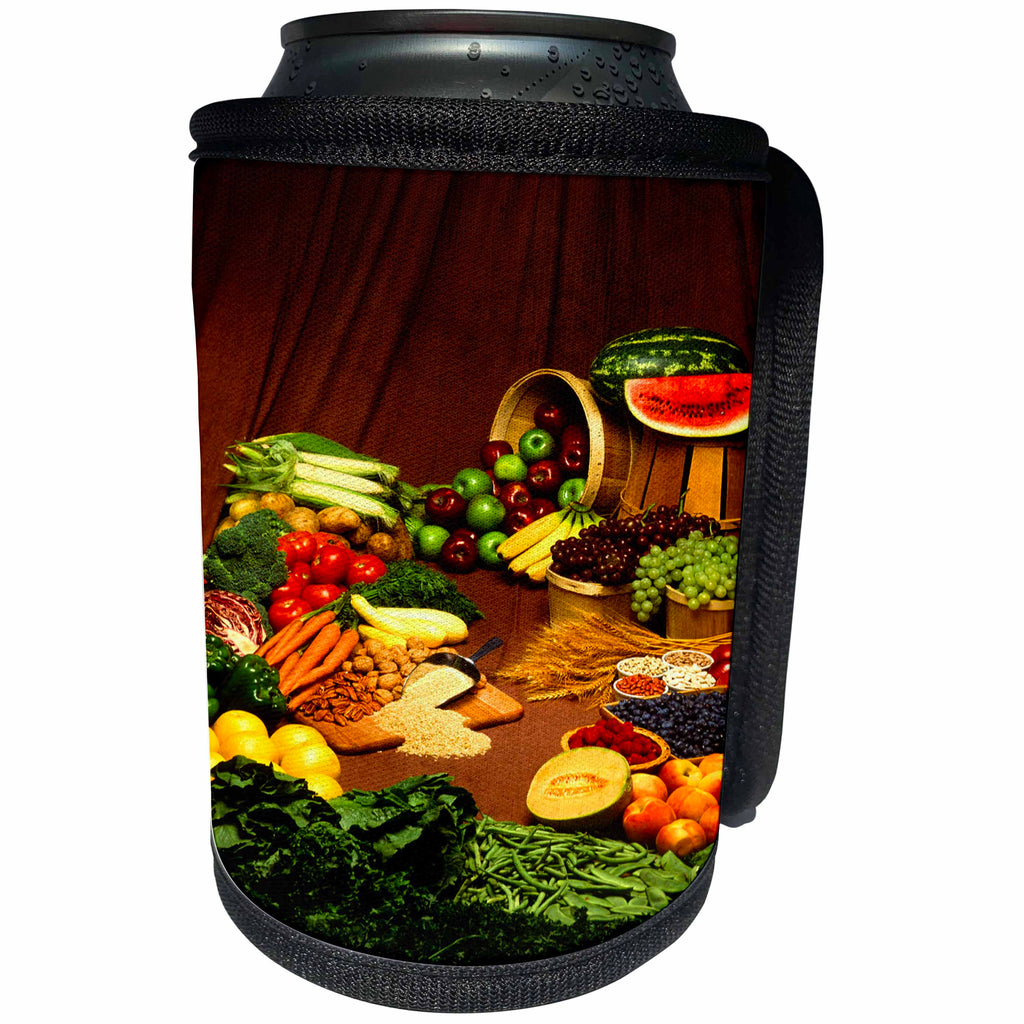3dRose TDSwhite – Farm and Food - Food Vegetables Fruits Grains Healthy - Can Cooler Bottle Wrap (cc_285175)