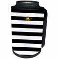 3dRose TDSwhite – Patterns Designs - Black White Stripes Horizontal Golden Bee - Can Cooler Bottle Wrap (cc_285183)