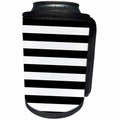 3dRose TDSwhite – Patterns Designs - Black White Stripes Horizontal - Can Cooler Bottle Wrap (cc_285184)