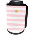 3dRose TDSwhite – Patterns Designs - Blush Pink White Stripes Horizontal Golden Bee - Can Cooler Bottle Wrap (cc_285185)