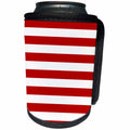3dRose TDSwhite – Patterns Designs - Red White Stripes Horizontal - Can Cooler Bottle Wrap (cc_285189)