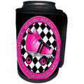 3dRose Janna Salak Designs Roller Derby - Derby Chicks Roll With It Hot Pink Roller Skate and Black - Can Cooler Bottle Wrap (cc_28519)