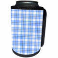 3dRose TDSwhite – Patterns Designs - Blue White Plaid Tartan - Can Cooler Bottle Wrap (cc_285192)