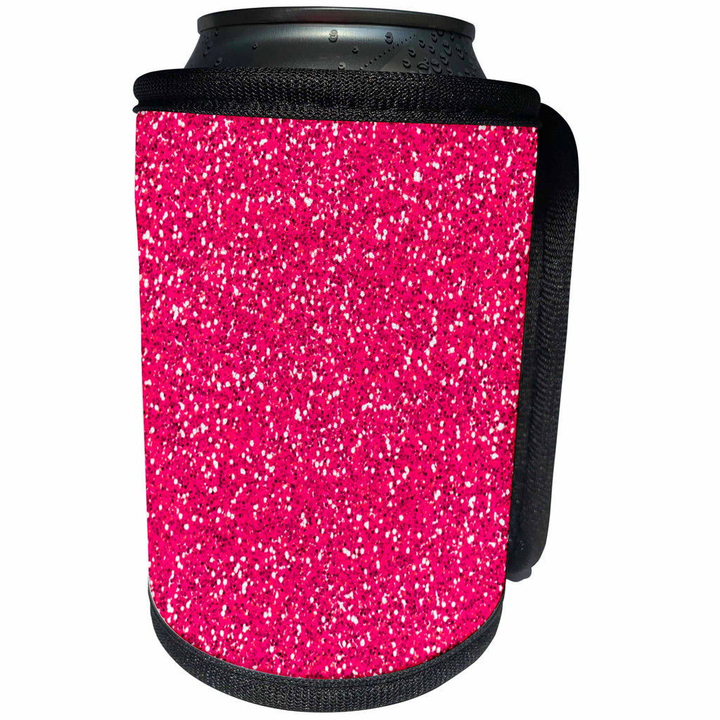 3dRose TDSwhite – Patterns Designs - Pink Glitter Faux Texture Simulated - Can Cooler Bottle Wrap (cc_285201)